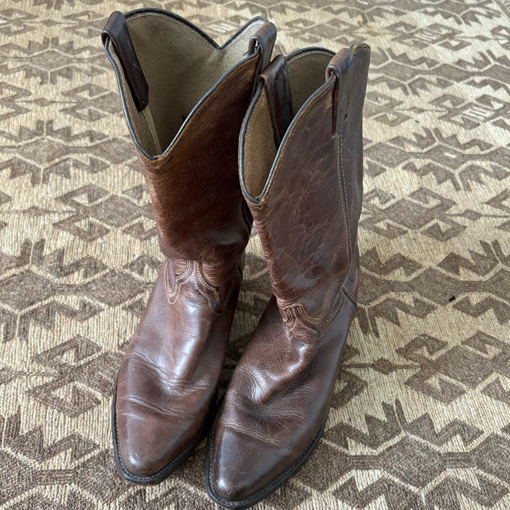 Brown Leather Cowboy Boots 9